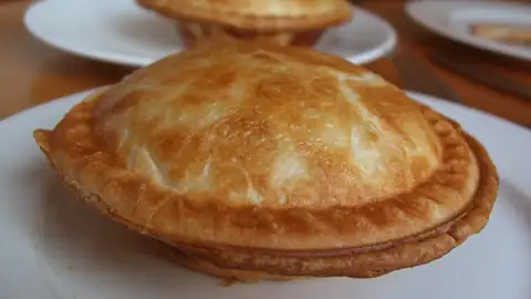 Golden pie with a crimped edge